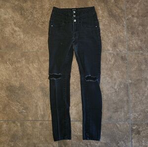Black Slit Detailed Refuge Skinny Jean
